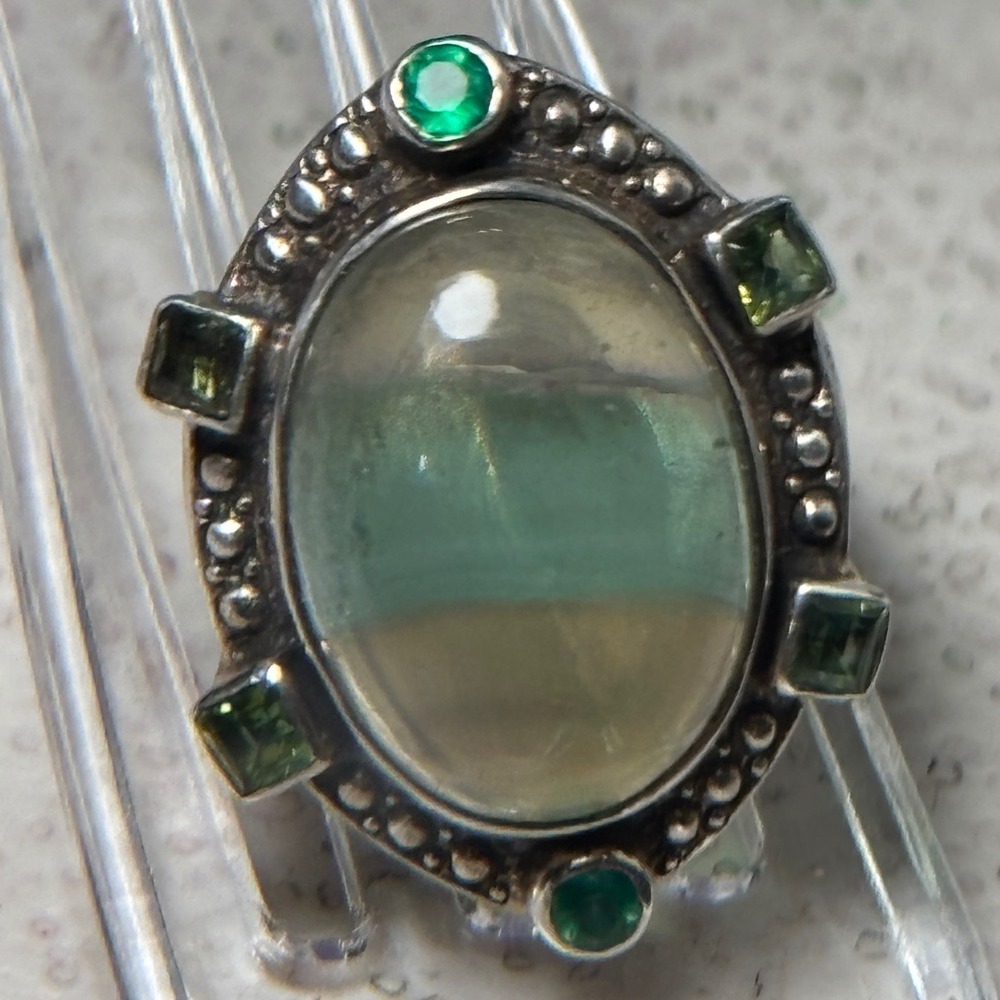 Nicky Butler Sterling‎ Silver Prehnite Peridot Emerald Statement Ring 925 Size 9
